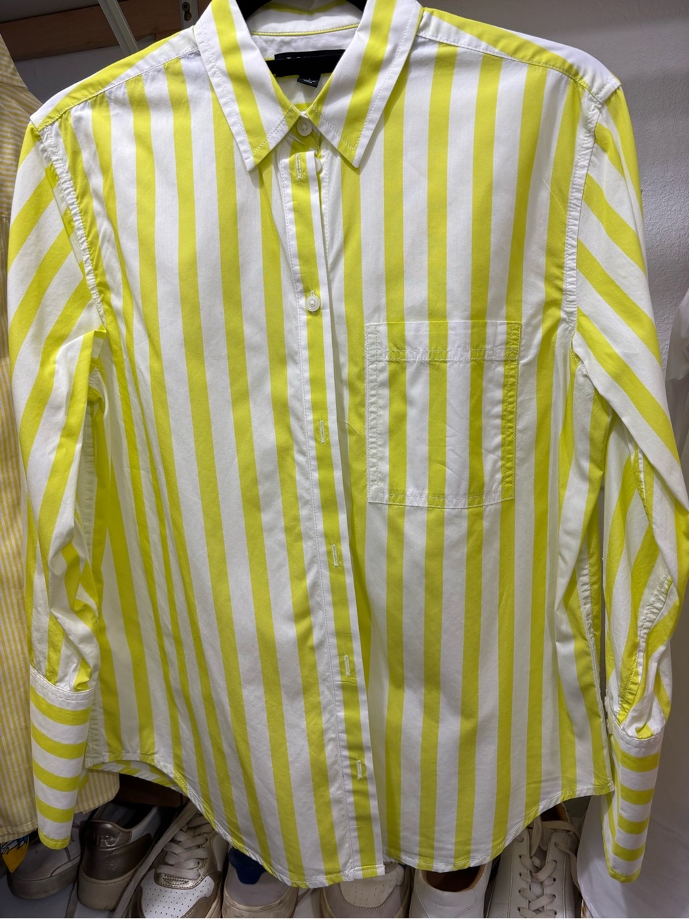 J. Crew Yellow and White Vertical Stripe Button-Down Shirt
